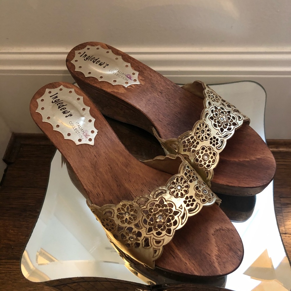 COPY - Ingledew’s gold leather mules size 8